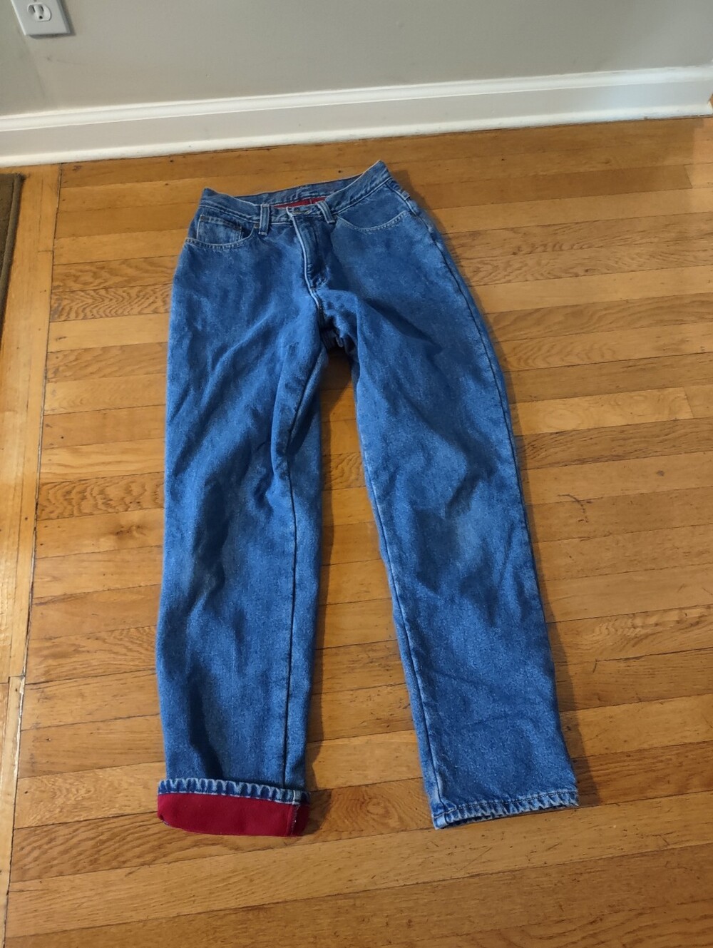 L.L.Bean heavyweight fleece lined blue straight leg jeans size 8T Gorpcore cozy